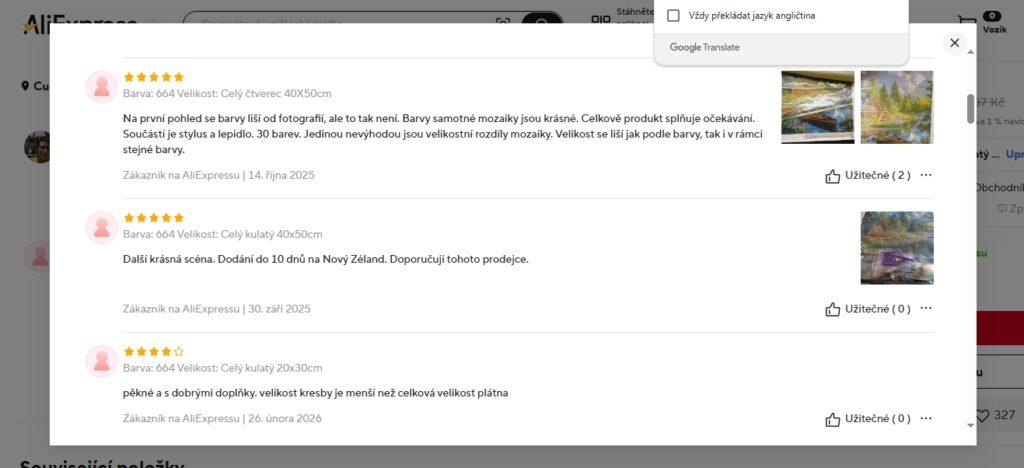 Recenze produktů v češtině na čínském e-shopu se mohou vyplatit. Obecně však lze říci, že názory na DIY dárkové sady jsou spíše pozitivní – zboží odpovídá údajům na webu. Problémy nastaly nejčastěji při doručování.